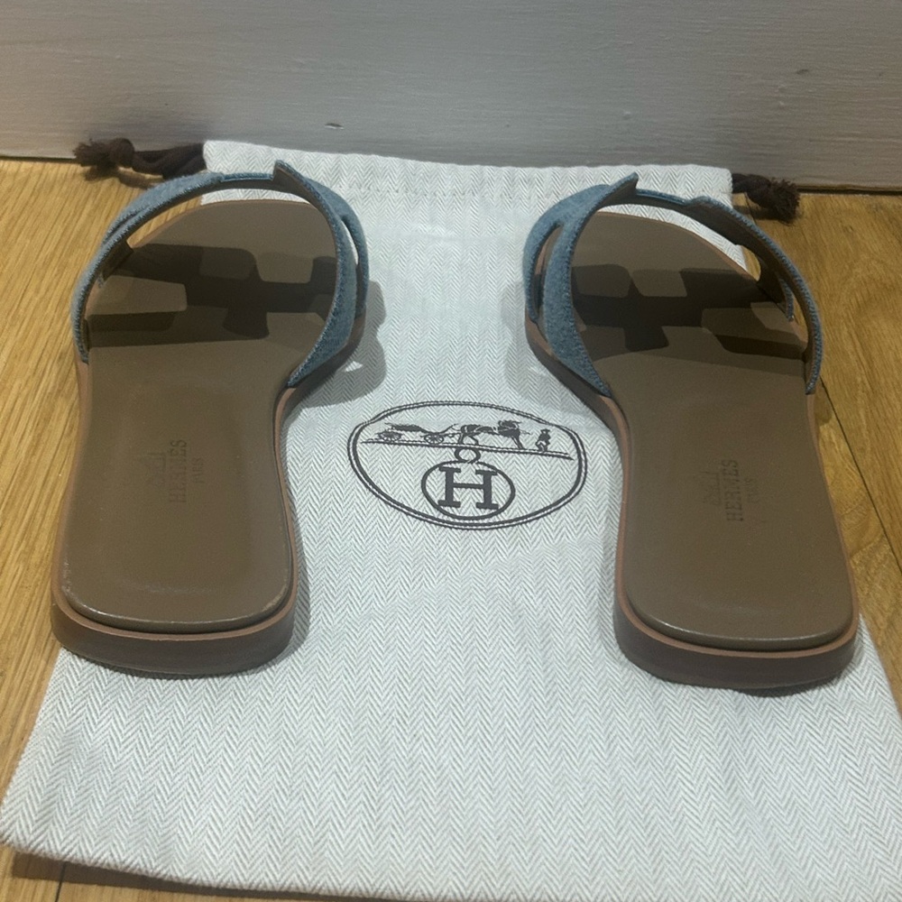 Hermès Orans in Blue Denim SZ 37.5 - Picture 10 of 12
